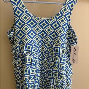 Lulu B Ruffle UPF 50+ Cooling Tank Top Sun Protection Tennis Golf Beach